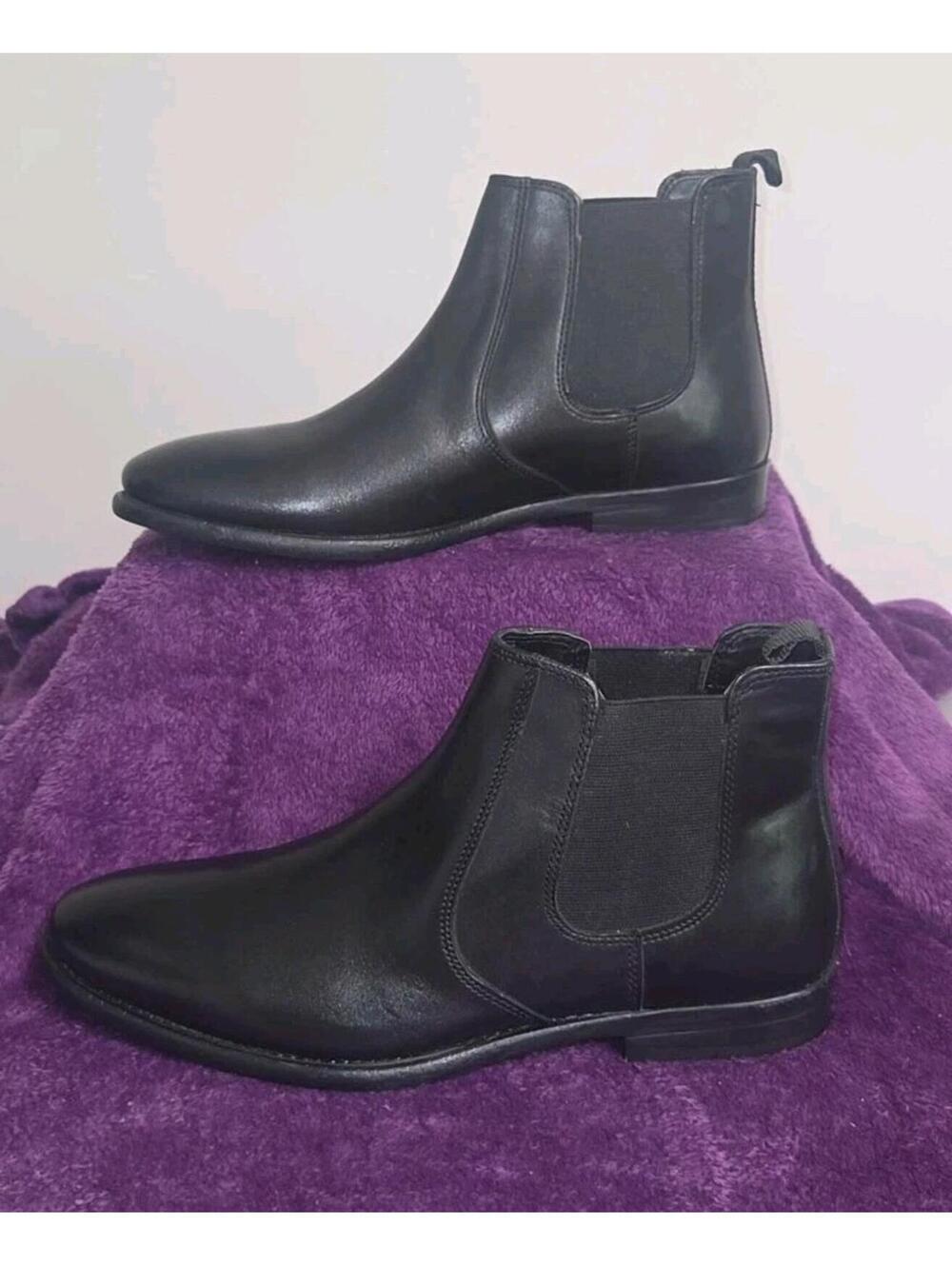 Franco Fortini Men's Trevor Chelsea Leather Ankle Boots Size 9 M, Black - NEW